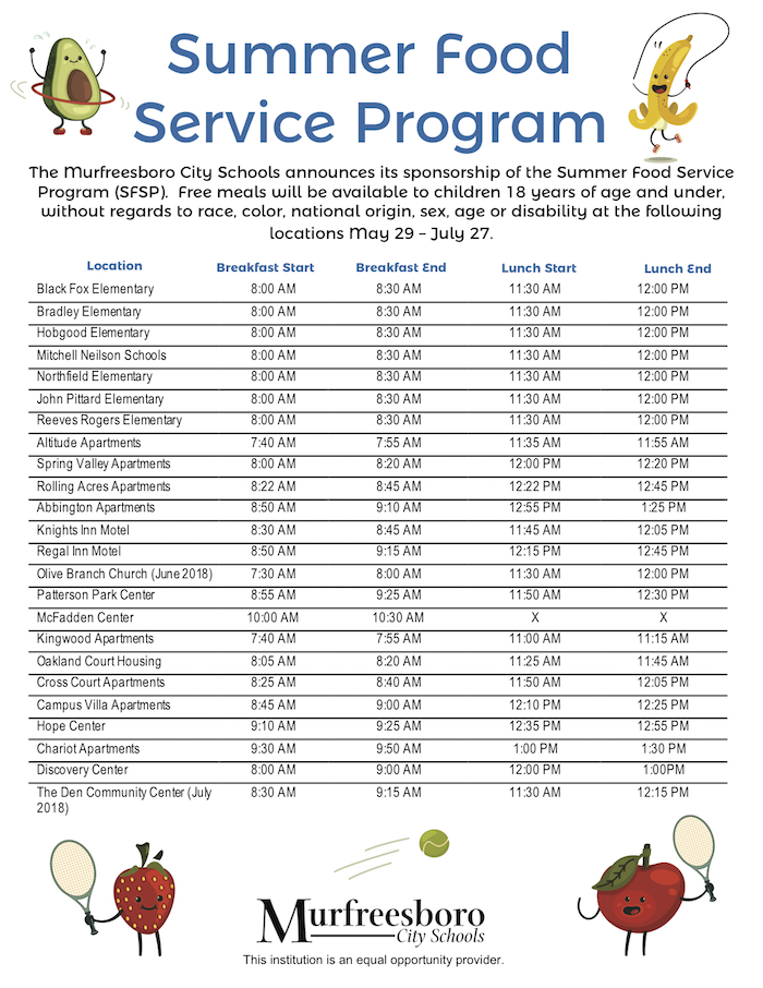 Nashville City School Summer Food Service 2018