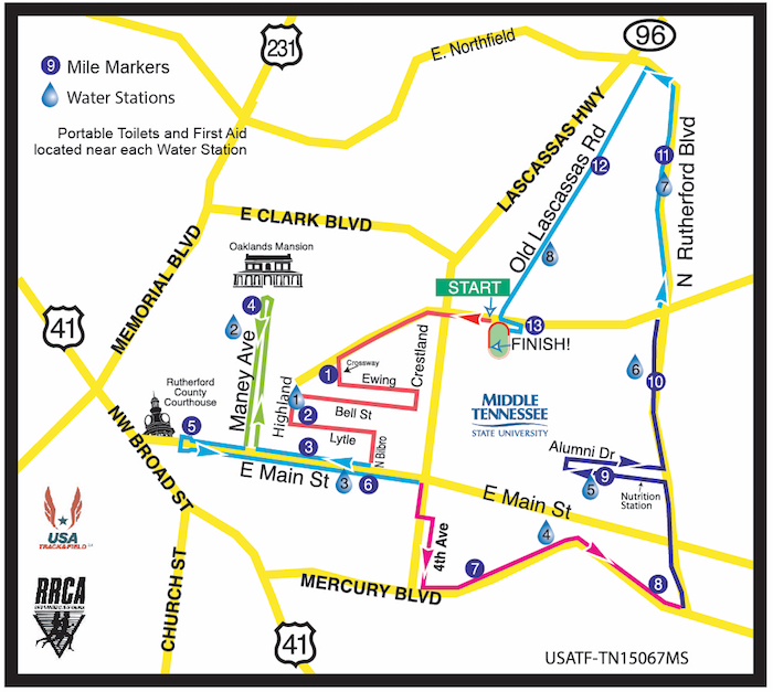 Middle Half Marathon Course 2018