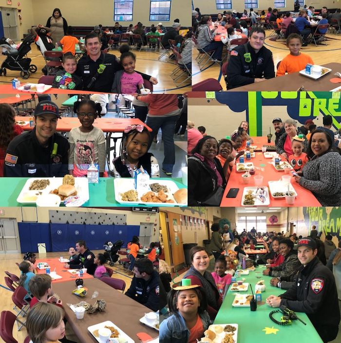 Firefighters Thanksgiving Lunch with Elementary Students