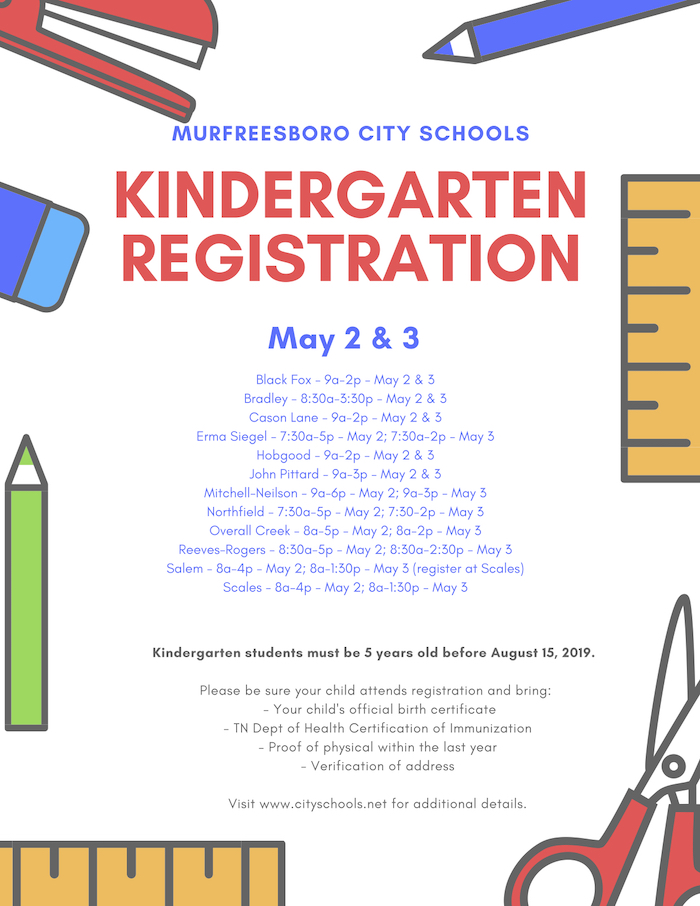 Kindergarten registration 2019