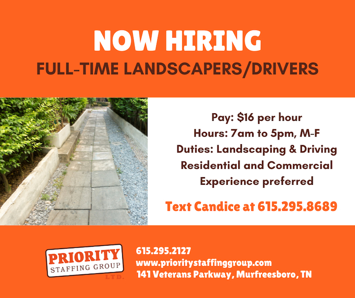 Now Hiring Landscapers