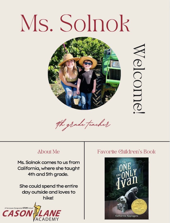 Ms. Solnok of Cason Lane Academy