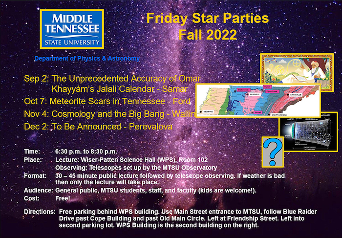 Fall 2022 Friday Star Parties