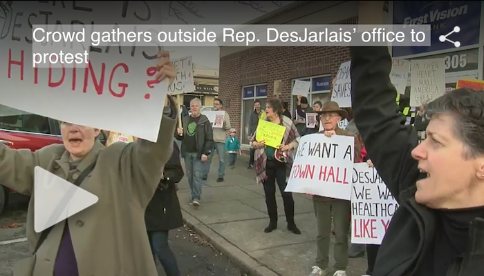 Crowd gathers outside Rep. DesJarlais’ office to protest