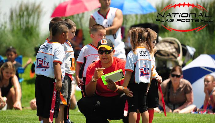 National Flag Football huddle