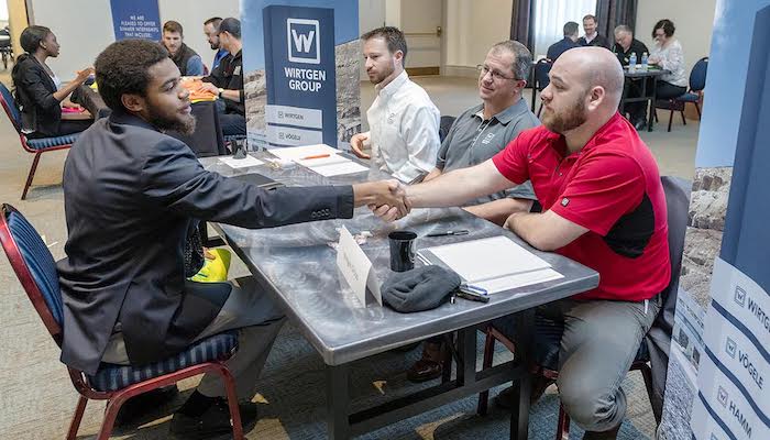MTSU concrete, construction students seek internships through speed-interviewing process