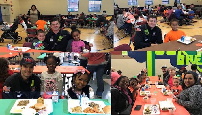 Firefighters Have Thanksgiving Lunch with Local Elementary Students