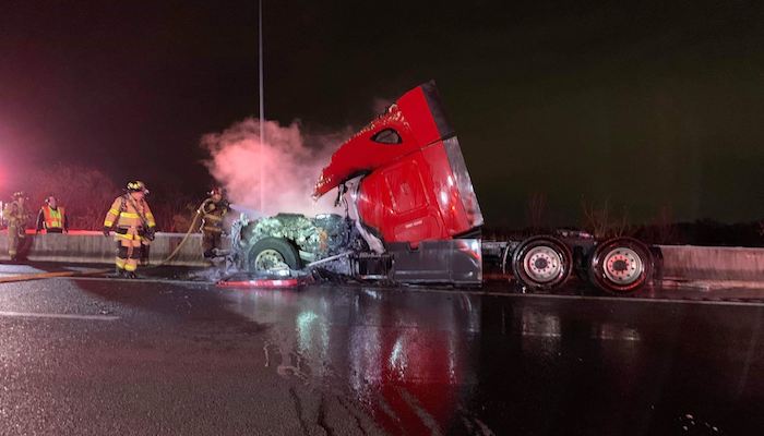 Semi Truck Fire on 840