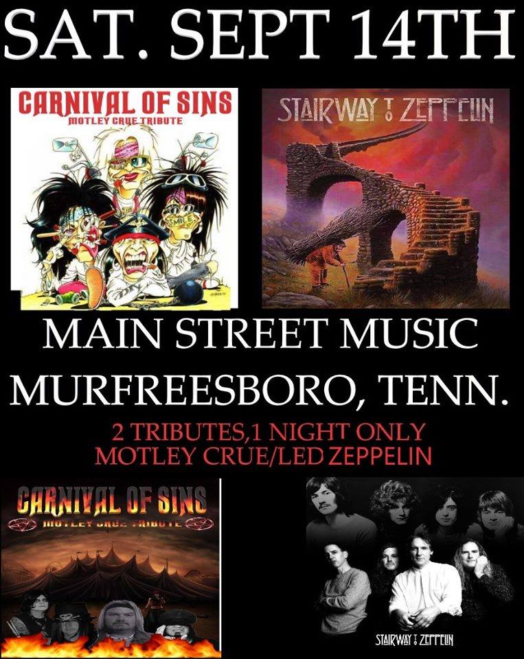 Motley Crue and Led Zeppelin Tribute at Main Street Music