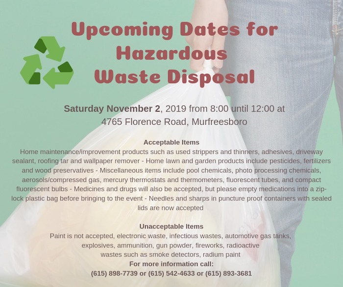 Rutherford County Hazardous Waste Disposal Event