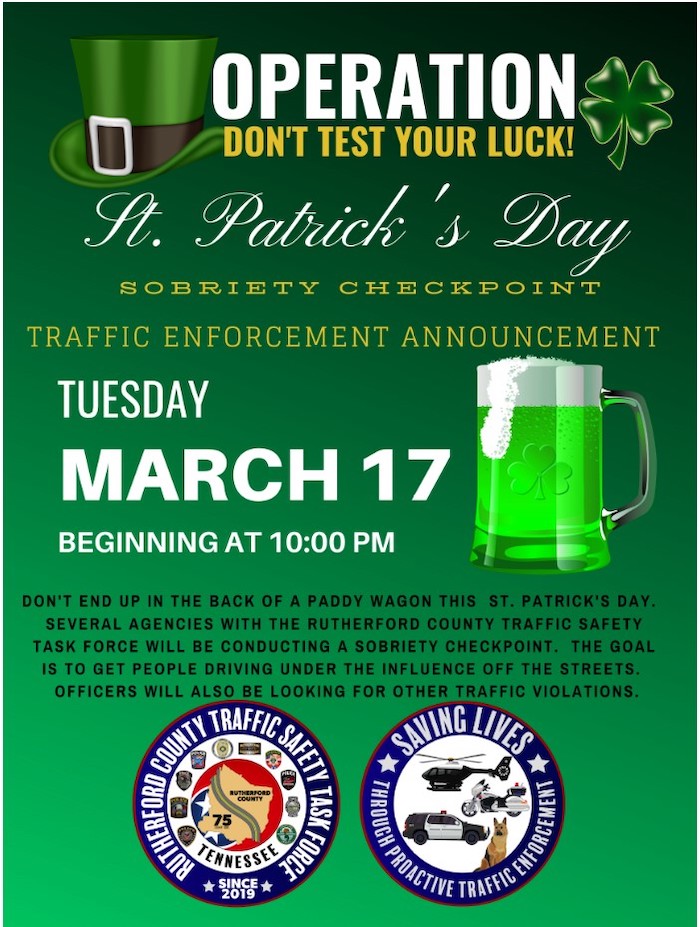 St. Patrick’s Day Operation Don’t Test Your Luck