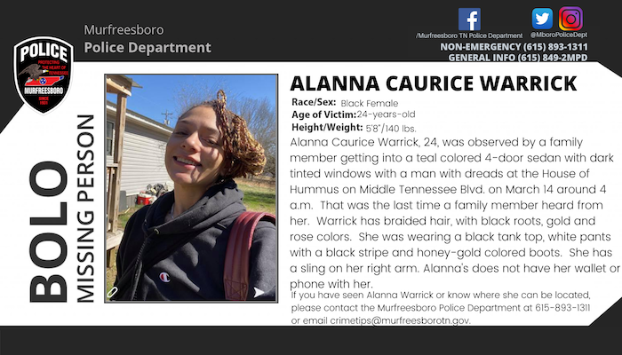 Missing Person Alanna Warrick