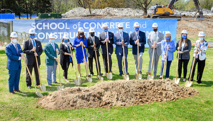 MTSU groundbreaking shoveling dirt