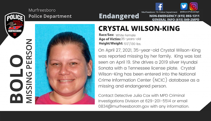 Missing Person Crystal King