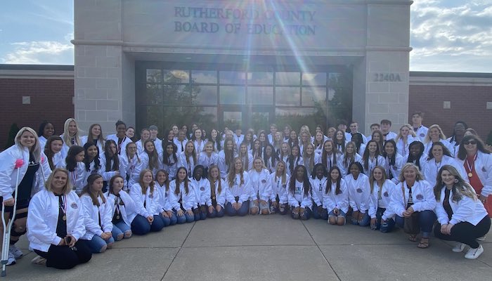 Five cheerleading squads representing four Rutherford County schools