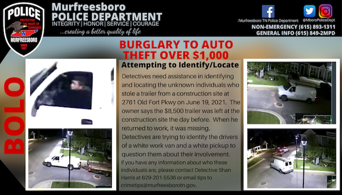 BOLO Trailer Theft