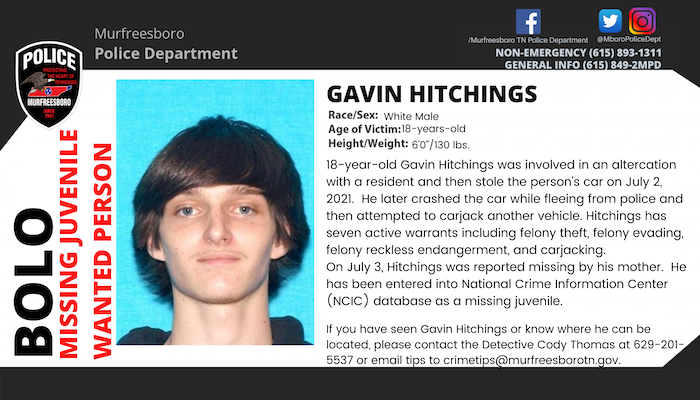 Missing/Wanted Person Gavin Hitchings