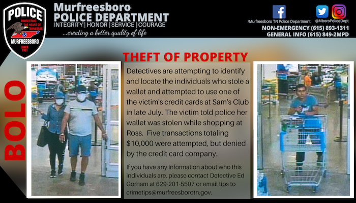 BOLO: Theft of Property