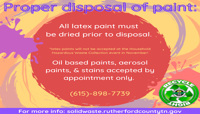 Rutherford County Solid Waste Advises on Proper Latex Paint Disposal