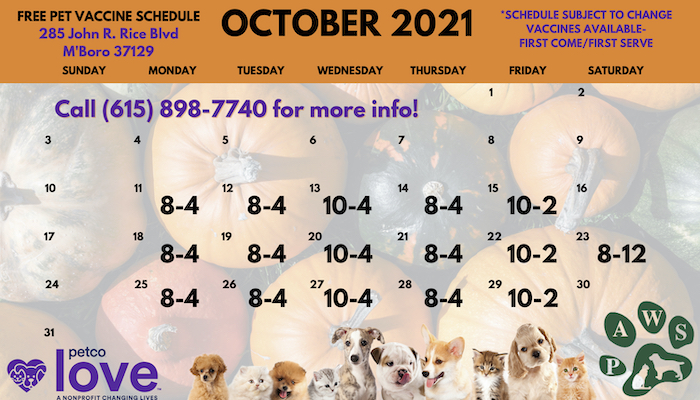 Schedule-Free Pet Vaxs at PAWS