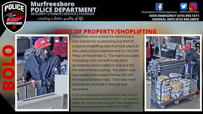 BOLO: Lowe’s Theft of Property/Shoplifting
