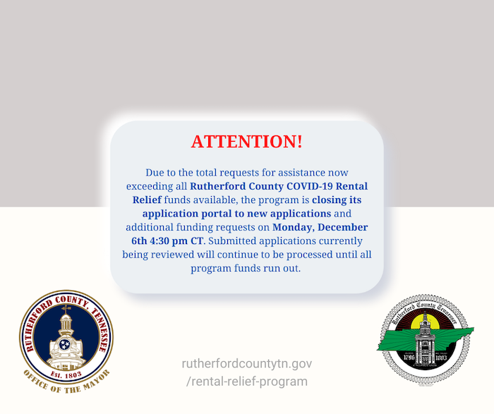 Rutherford County Rental Relief To Close Application Portal