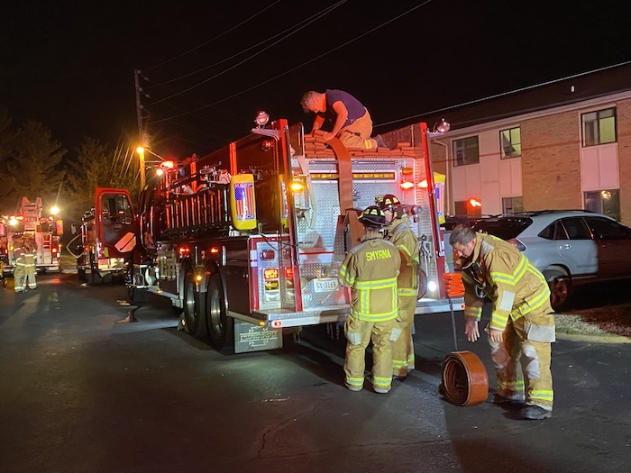 Smyrna Fire Department personnel contain structure fire
