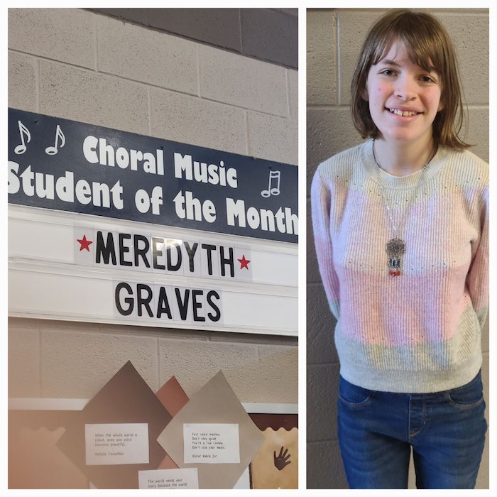 Siegel Choir Student of the Month Meredyth Graves