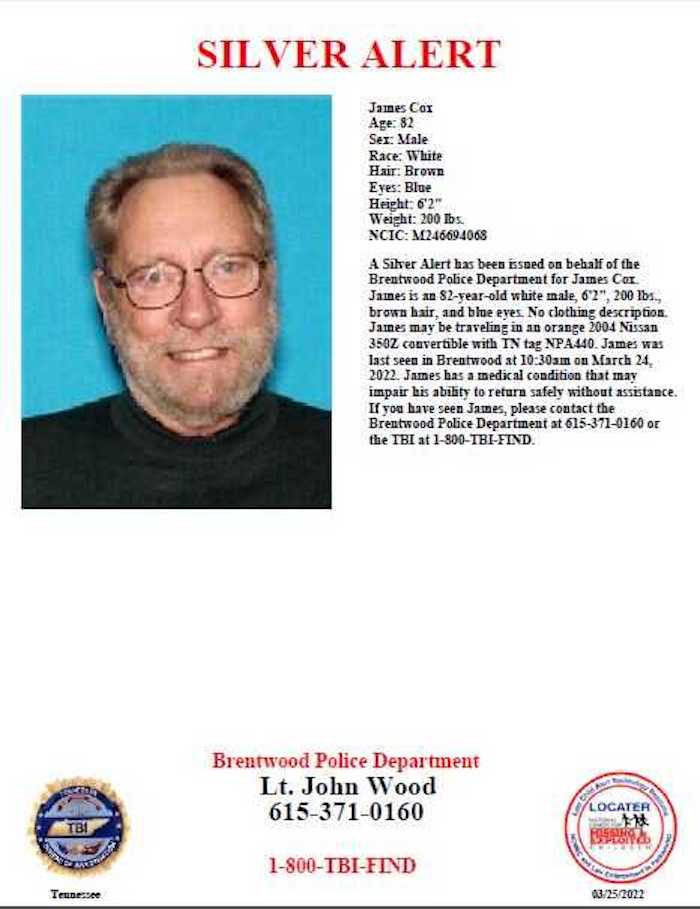Silver Alert issued for James Cox