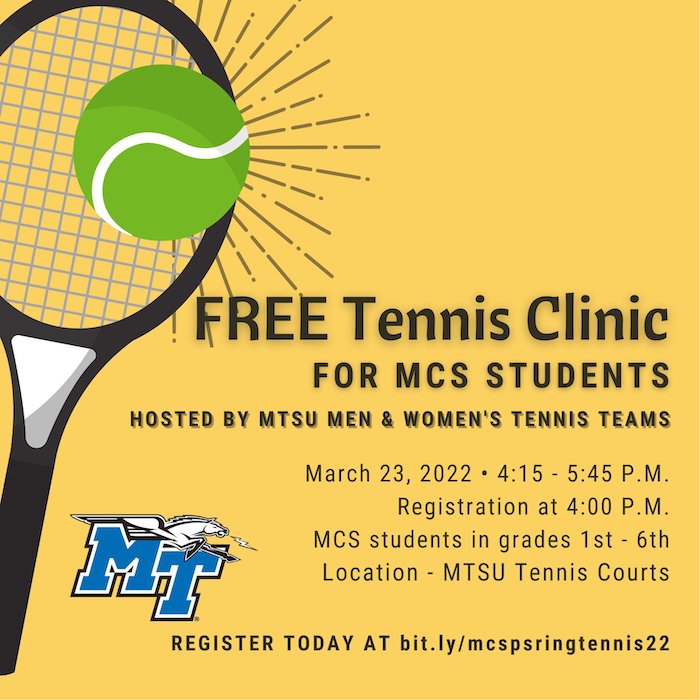 Spring Tennis Clinic hosted by MTSU Tennis