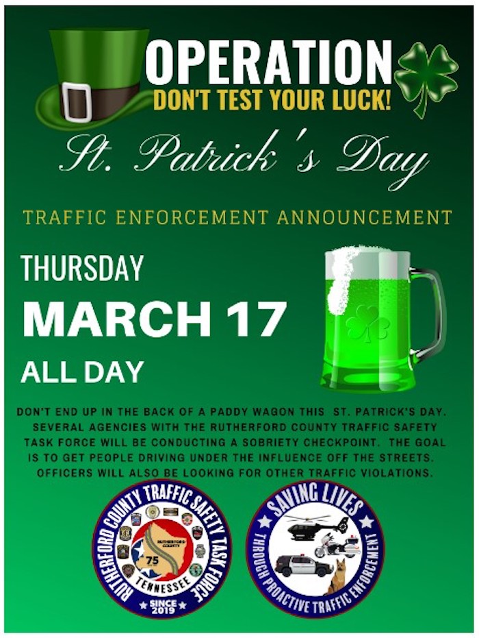 St. Patrick's Day traffic enforcement