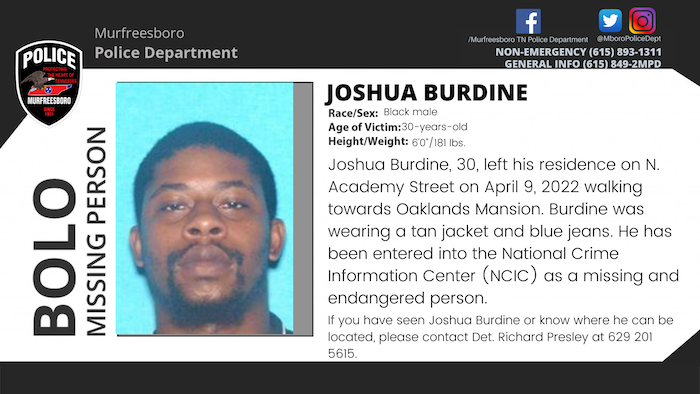 Missing Person Joshua Burdine