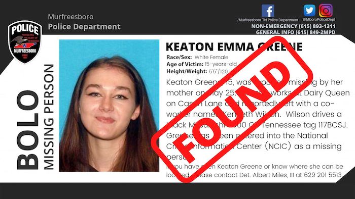 Keaton Greene Found
