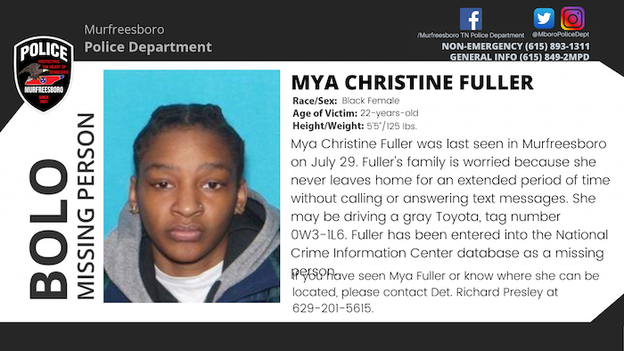 Missing Person: Mya Christine Fuller