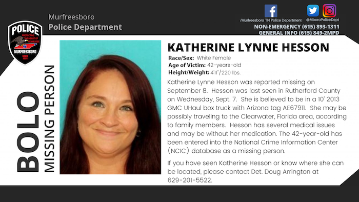 Missing Person Katherine Hesson