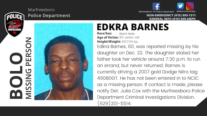 Missing Person: Edkra Barnes
