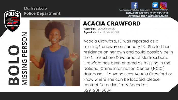 Missin Person: Acacia Crawford