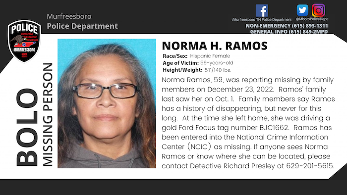 Missing Person Norma Ramos