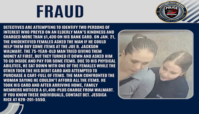Two Persons Sought in Walmart Fraud Case