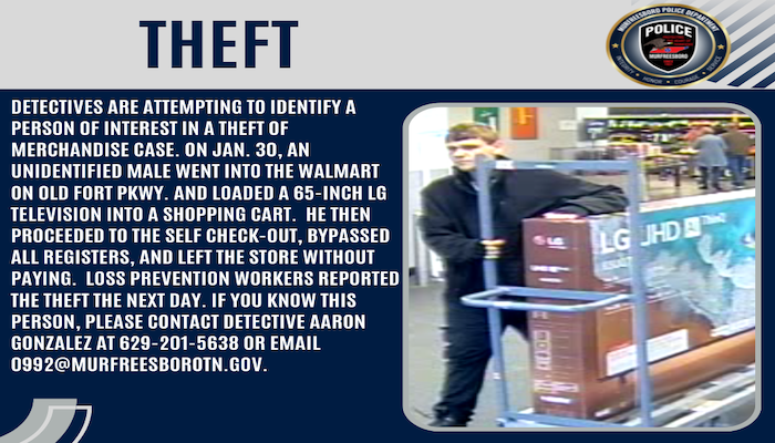 Man Wanted for TV Theft at Walmart