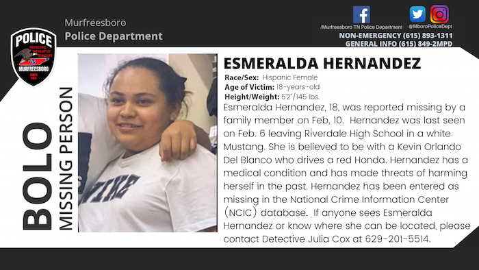Missing Person: Esmeralda Hernandez