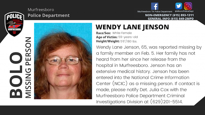 Missing Person: Wendy Lane Jenson