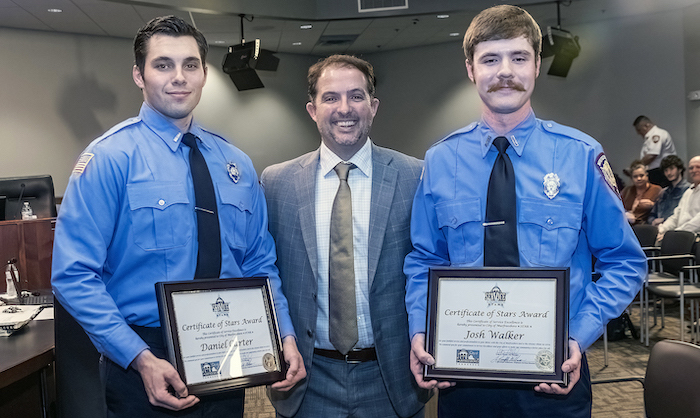 Mayor McFarland recognizes MFRD firefighters Daniel Carter and Josh Walker with STARS Award