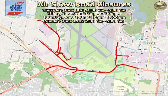 Great Tennessee Air Show Road Closures