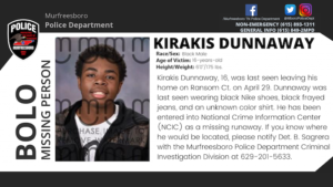 Missing Teen Kirakis Dunnaway