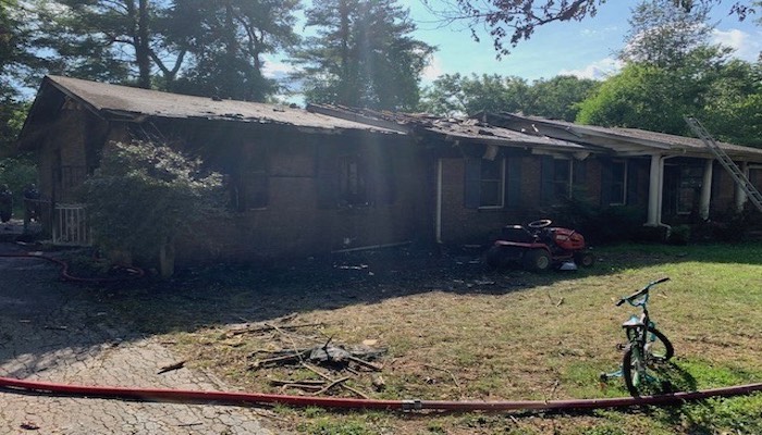 Mother and Child Escape Burning Home
