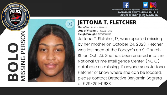 Missing Teen Jettona Fletcher