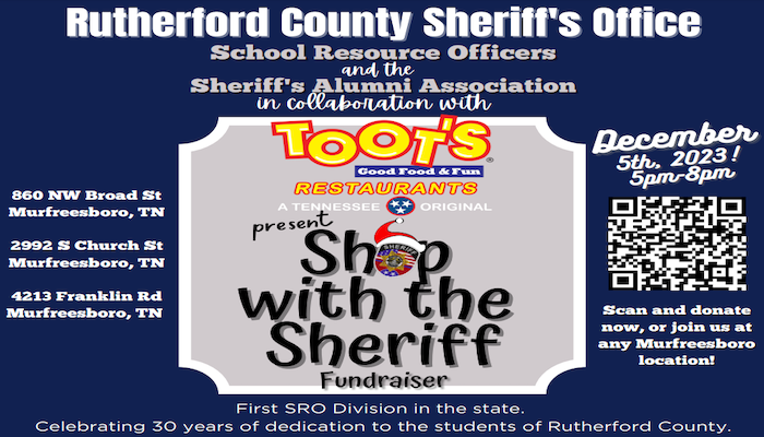 Shop With the Sheriff Fundraiser Tuesday at Toot’s