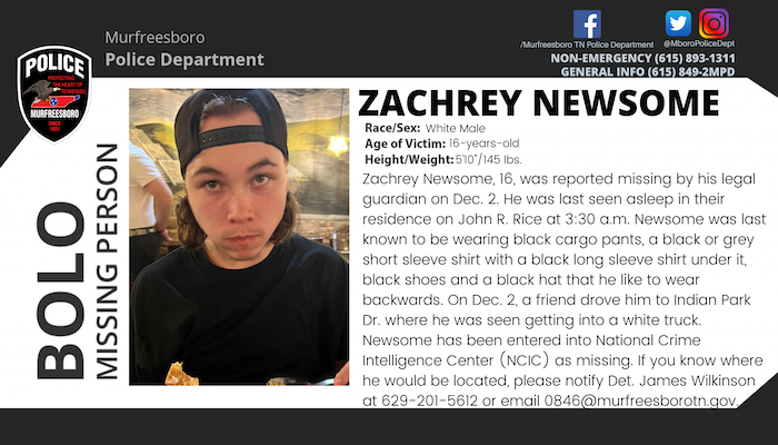 Missing Person: Zachrey Newsome