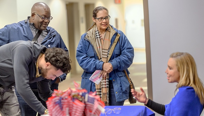 New and returning Middle Tennessee State University student veterans register and listen as Hilary Miller, right, the director of the Charlie and Hazel Daniels Veterans and Military Family Center provides information during a spring semester Newcomers Briefing in January 2024 at the Miller Education Center on Bell Street in Nashville, Tenn. The spring semester Newcomers Briefing will start at 5 p.m. Thursday, Jan. 16, at Miller Education Center.